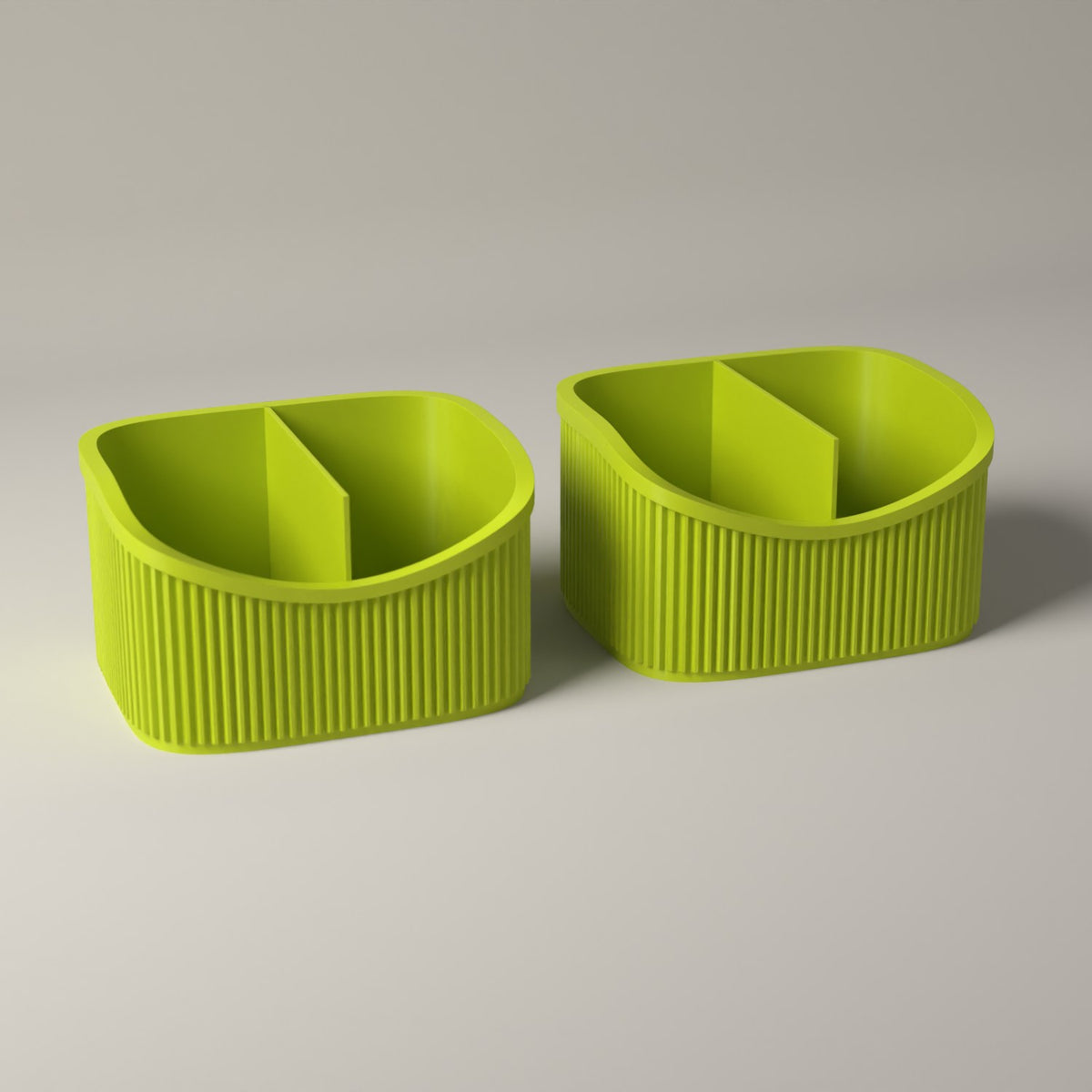 Small Ribbed Makeup Organiser Caddies for Vanity Storage, Set of 2 in bright green