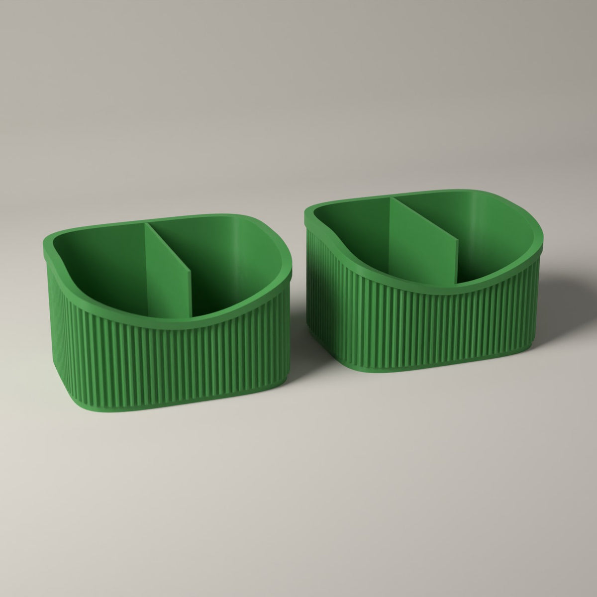 Small Ribbed Makeup Organiser Caddies for Vanity Storage, Set of 2 in mistletoe green