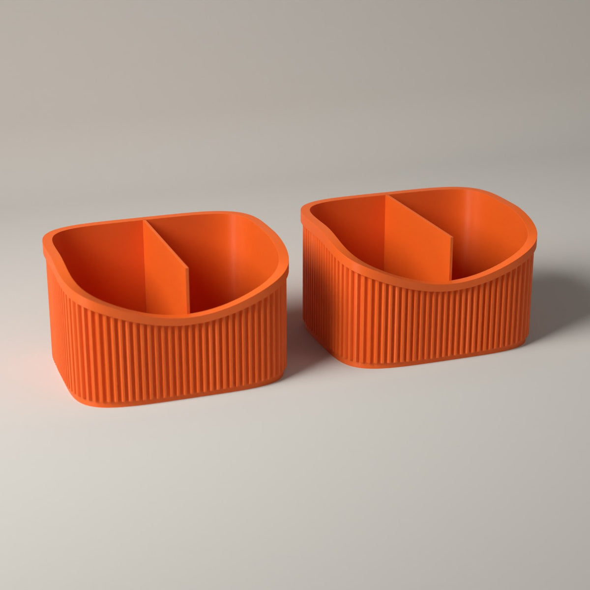 Small Ribbed Makeup Organiser Caddies for Vanity Storage, Set of 2 in orange