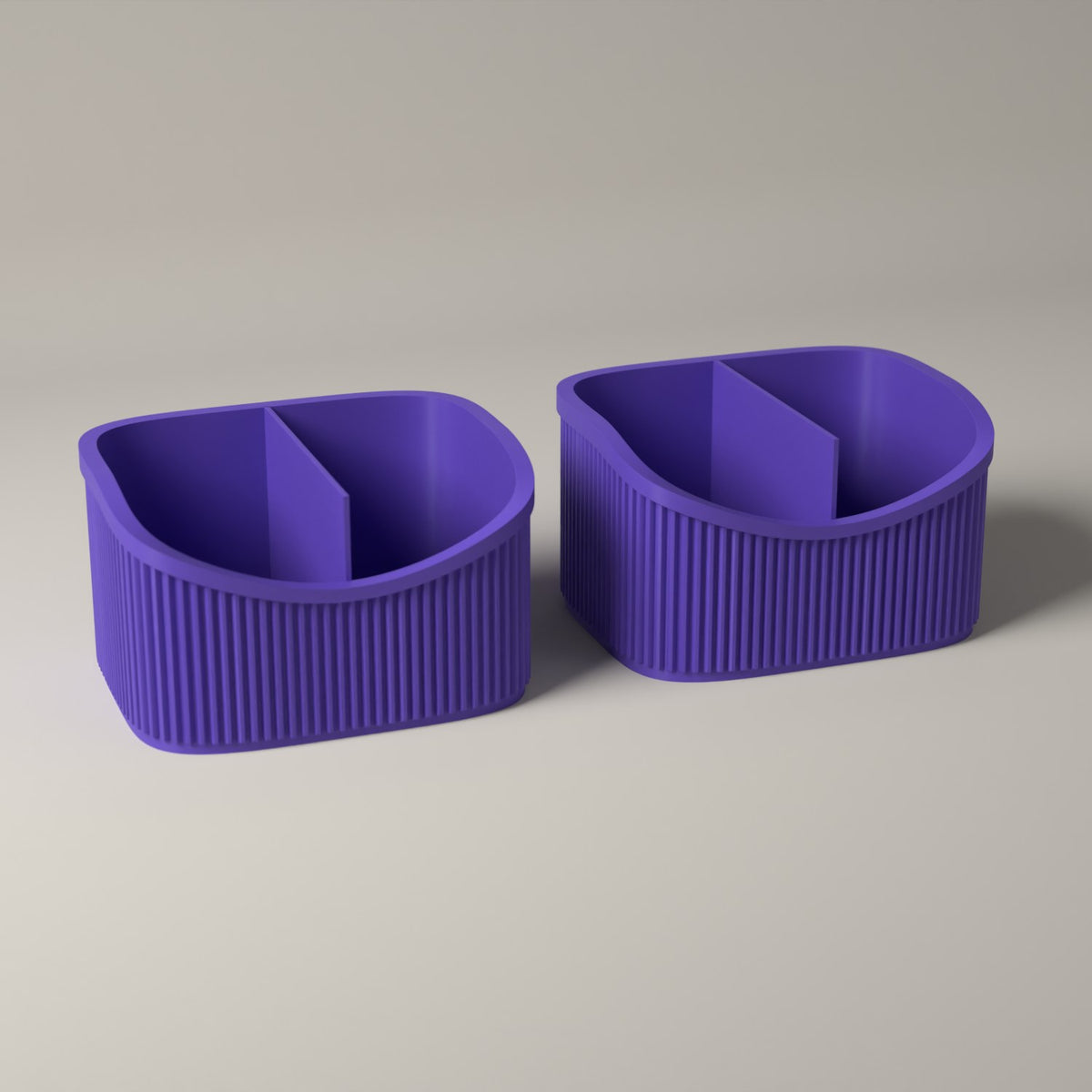 Small Ribbed Makeup Organiser Caddies for Vanity Storage, Set of 2 in purple
