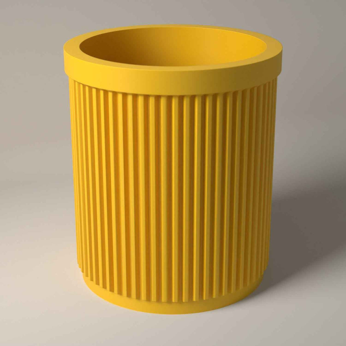 Ribbed Pen Pot for Pens and Pencils - Upright Desk Storage Holder in sunflower yellow