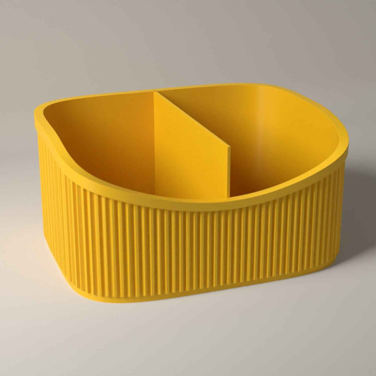 Desk Organiser, Ribbed Multi-Section Storage for Stationery in sunflower yellow