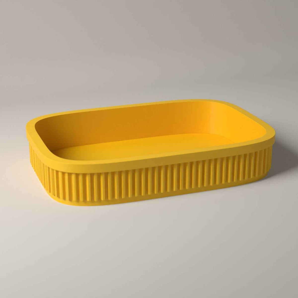Vanity Tray, Ribbed Dressing Table Organiser for Jewellery and Small Items in sunflower yellow
