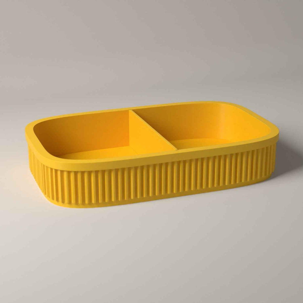 Divided Key Tray, Ribbed Hallway Organiser for Keys, Cards and Coins in sunflower yellow