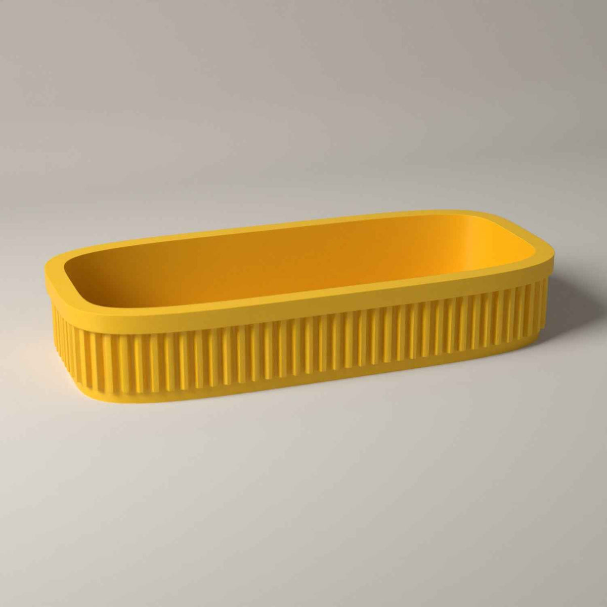 Ribbed Eyeglasses Tray - Shallow Bedside Storage for Reading Glasses in sunflower yellow