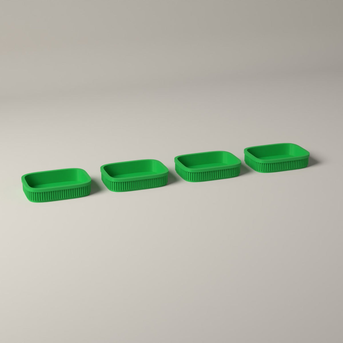 Trinket Trays Set of 4, Ribbed Drawer Organisers for Jewellery in forest green