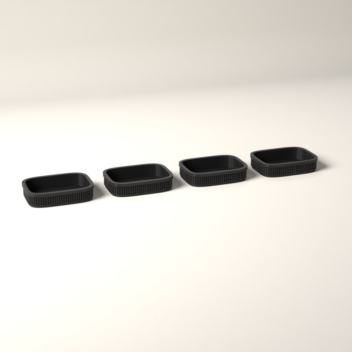 Trinket Trays Set of 4, Ribbed Drawer Organisers for Jewellery in black