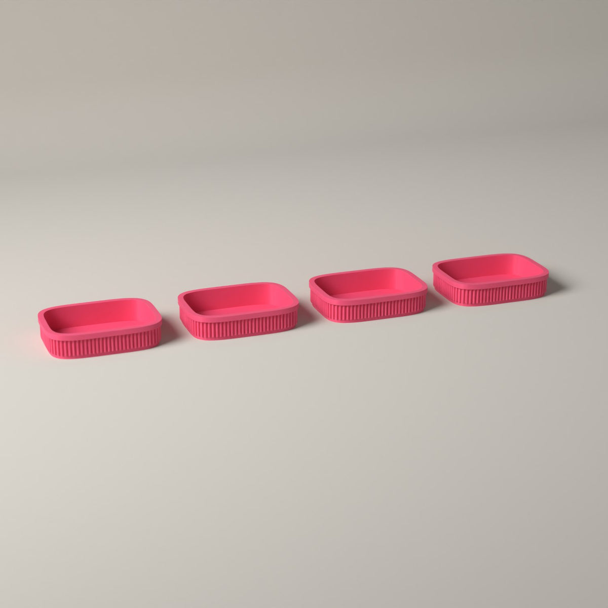 Trinket Trays Set of 4, Ribbed Drawer Organisers for Jewellery in hot pink