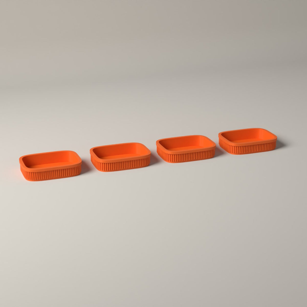 Trinket Trays Set of 4, Ribbed Drawer Organisers for Jewellery in orange