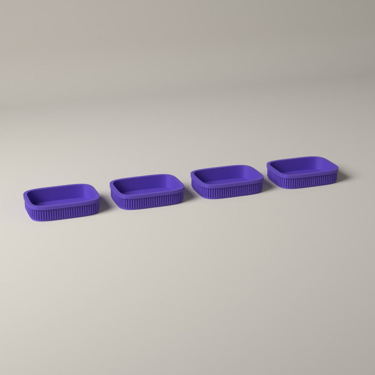 Trinket Trays Set of 4, Ribbed Drawer Organisers for Jewellery in purple