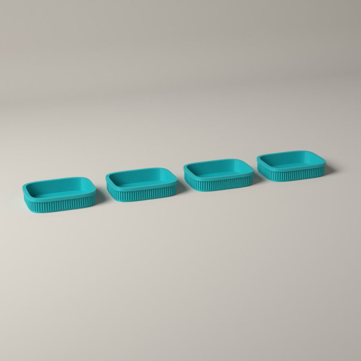 Trinket Trays Set of 4, Ribbed Drawer Organisers for Jewellery in turquoise