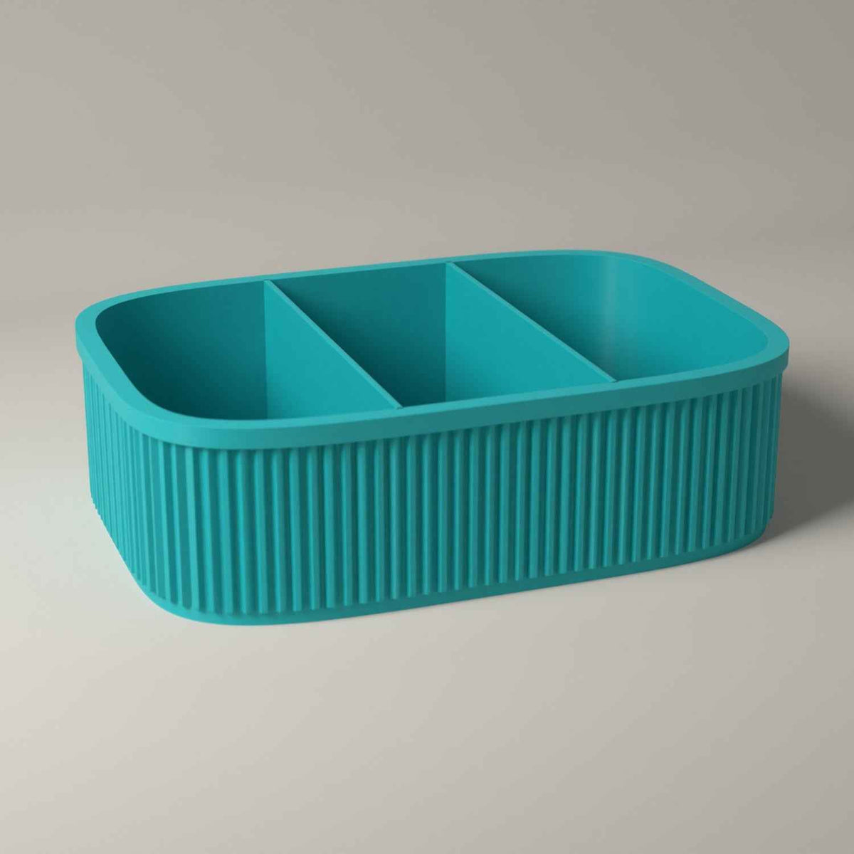 Divided Snack Box, Ribbed Organiser for Individually Wrapped Treats in turquoise
