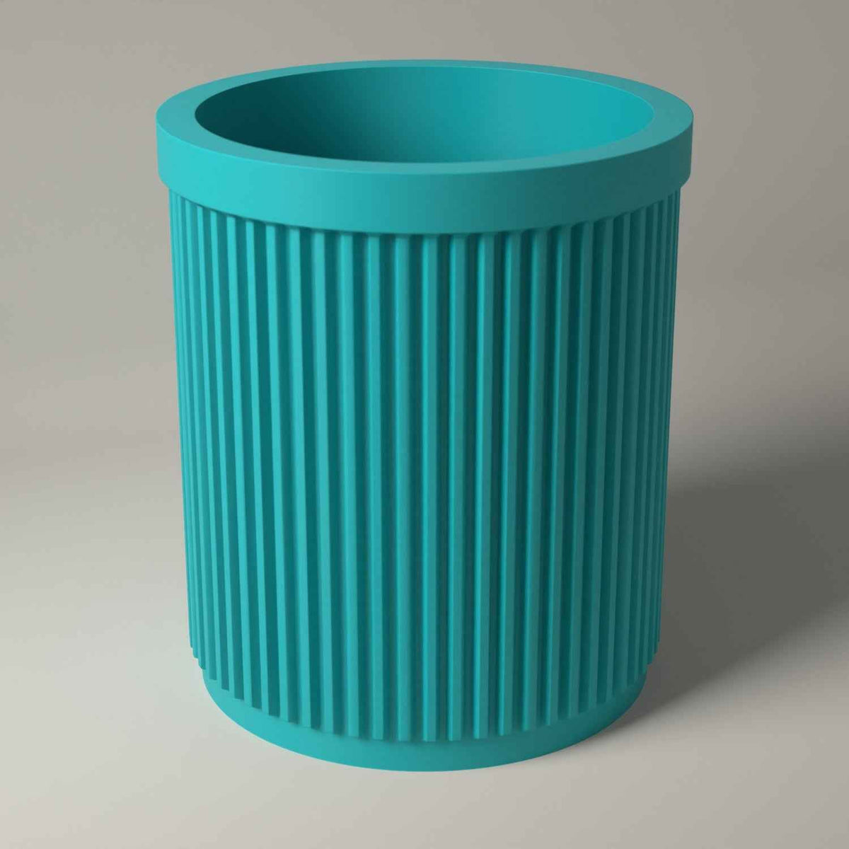 Ribbed Pen Pot for Pens and Pencils - Upright Desk Storage Holder in turquoise
