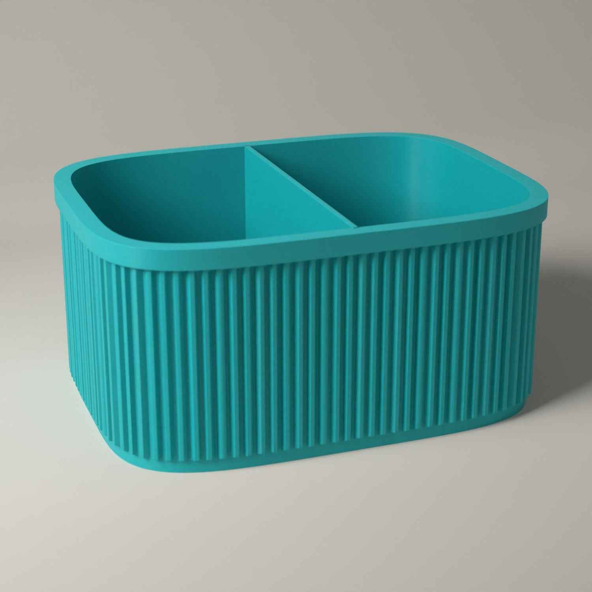 Ribbed Bedside Caddy - Tabletop Organiser for Nightstand Essentials in turquoise