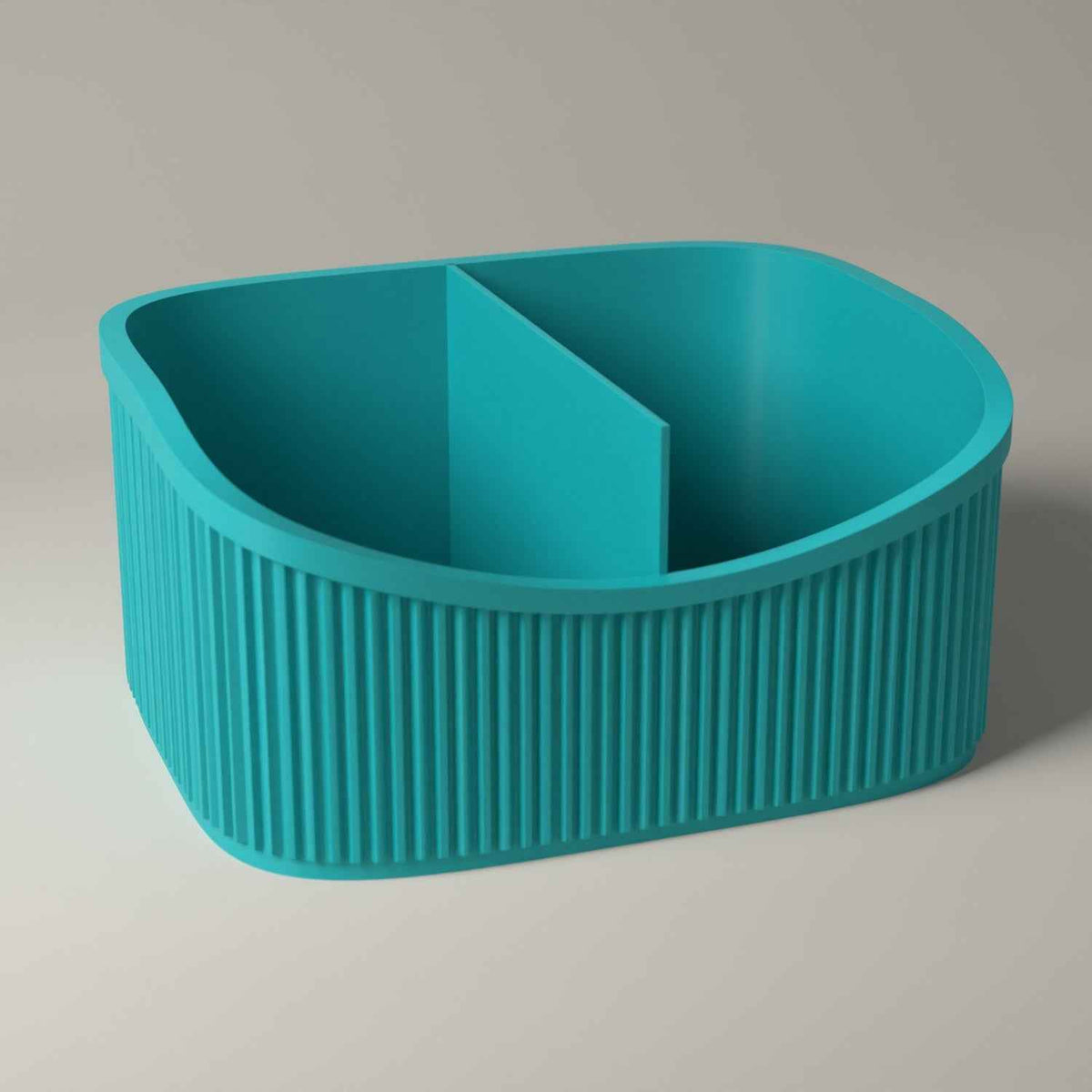 Desk Organiser, Ribbed Multi-Section Storage for Stationery in turquoise
