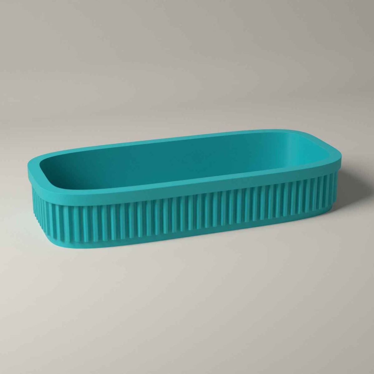 Ribbed Eyeglasses Tray - Shallow Bedside Storage for Reading Glasses in turquoise