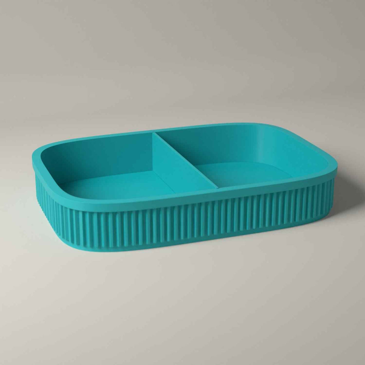 Ribbed Valet Tray for Keys, Wallet and Watch - Bedside Catch All in turquoise