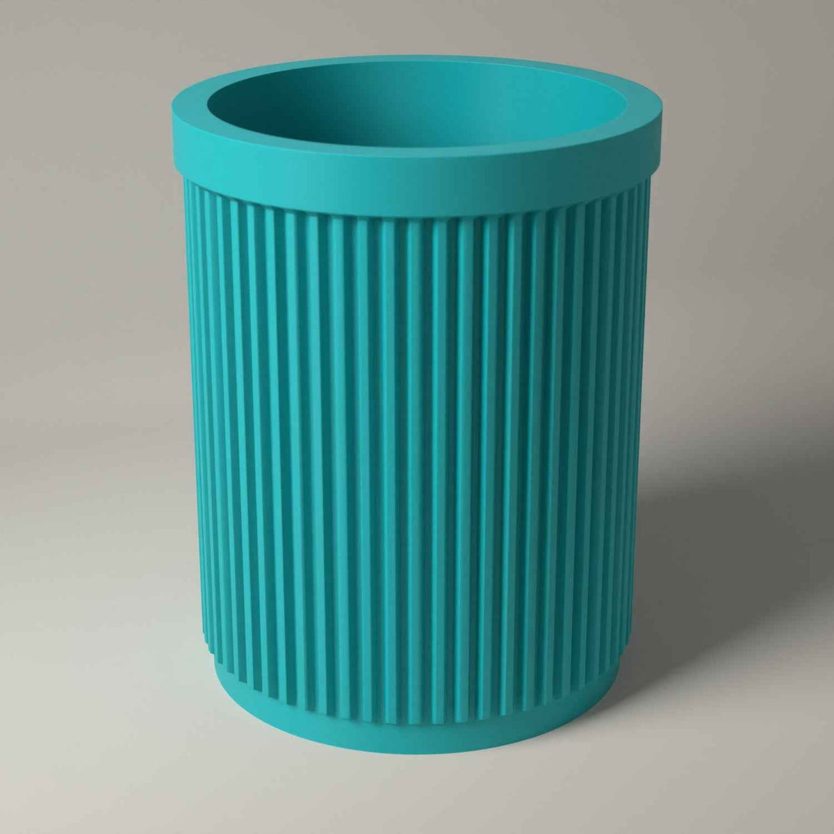 Ribbed Makeup Brush Holder - Upright Storage for Your Dressing Table in turquoise
