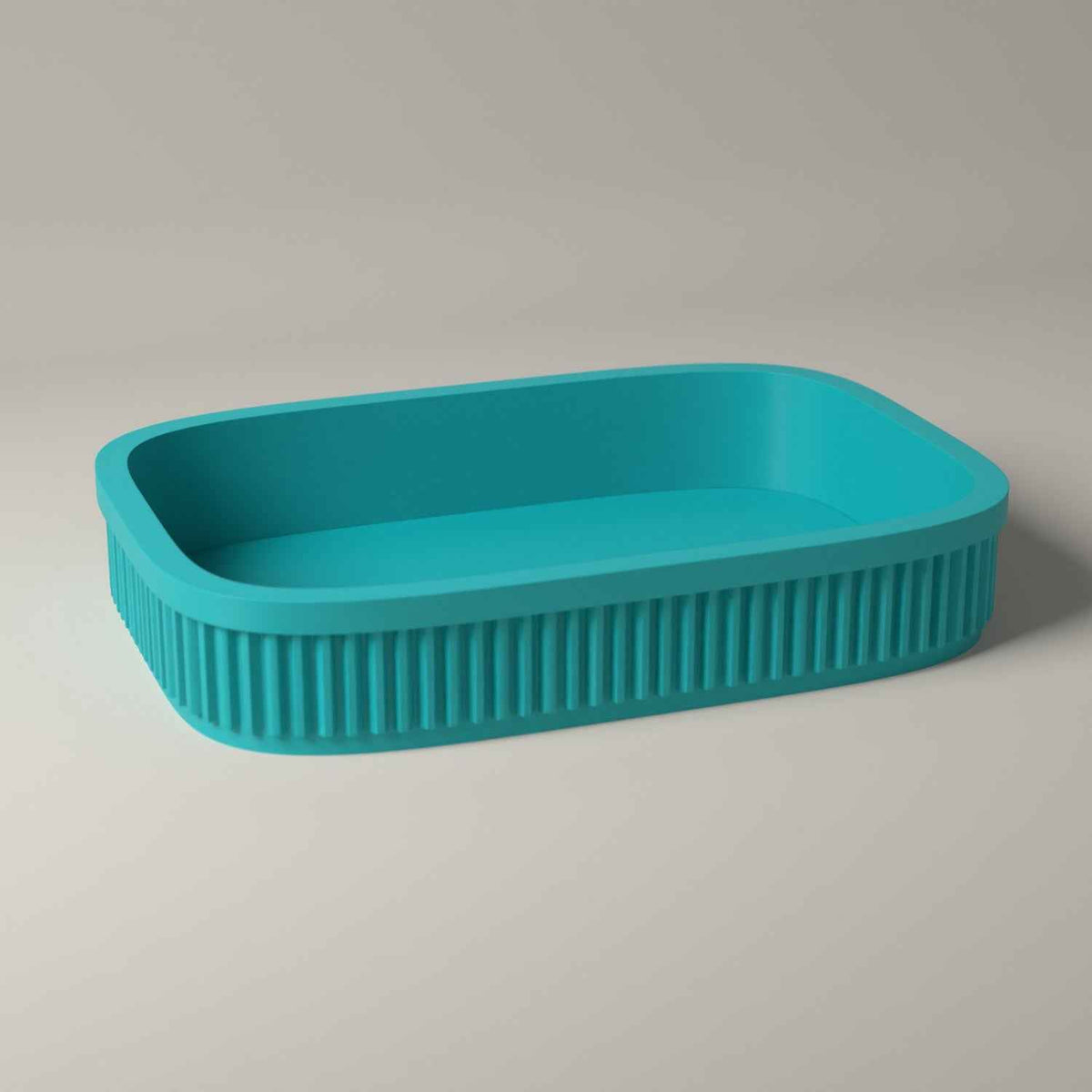 Vanity Tray, Ribbed Dressing Table Organiser for Jewellery and Small Items in turquoise