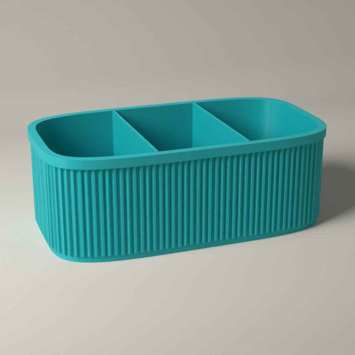 Ribbed Teacher Desk Caddy - Classroom Stationery Storage Organiser in turquoise