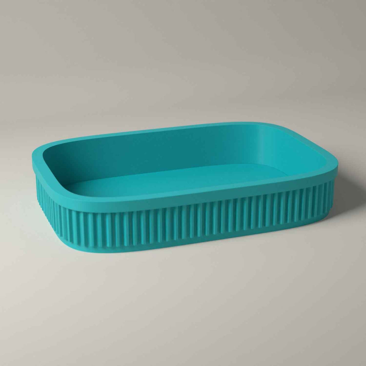 Ribbed Catch-All Tray for Keys, Coins and Jewellery in turquoise