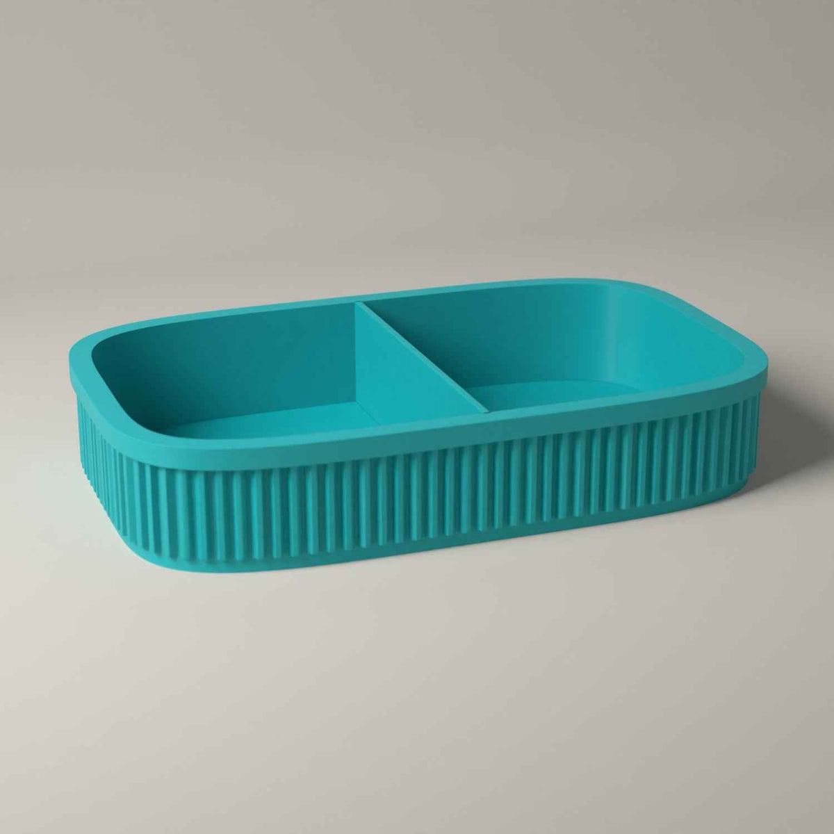 Divided Key Tray, Ribbed Hallway Organiser for Keys, Cards and Coins in turquoise