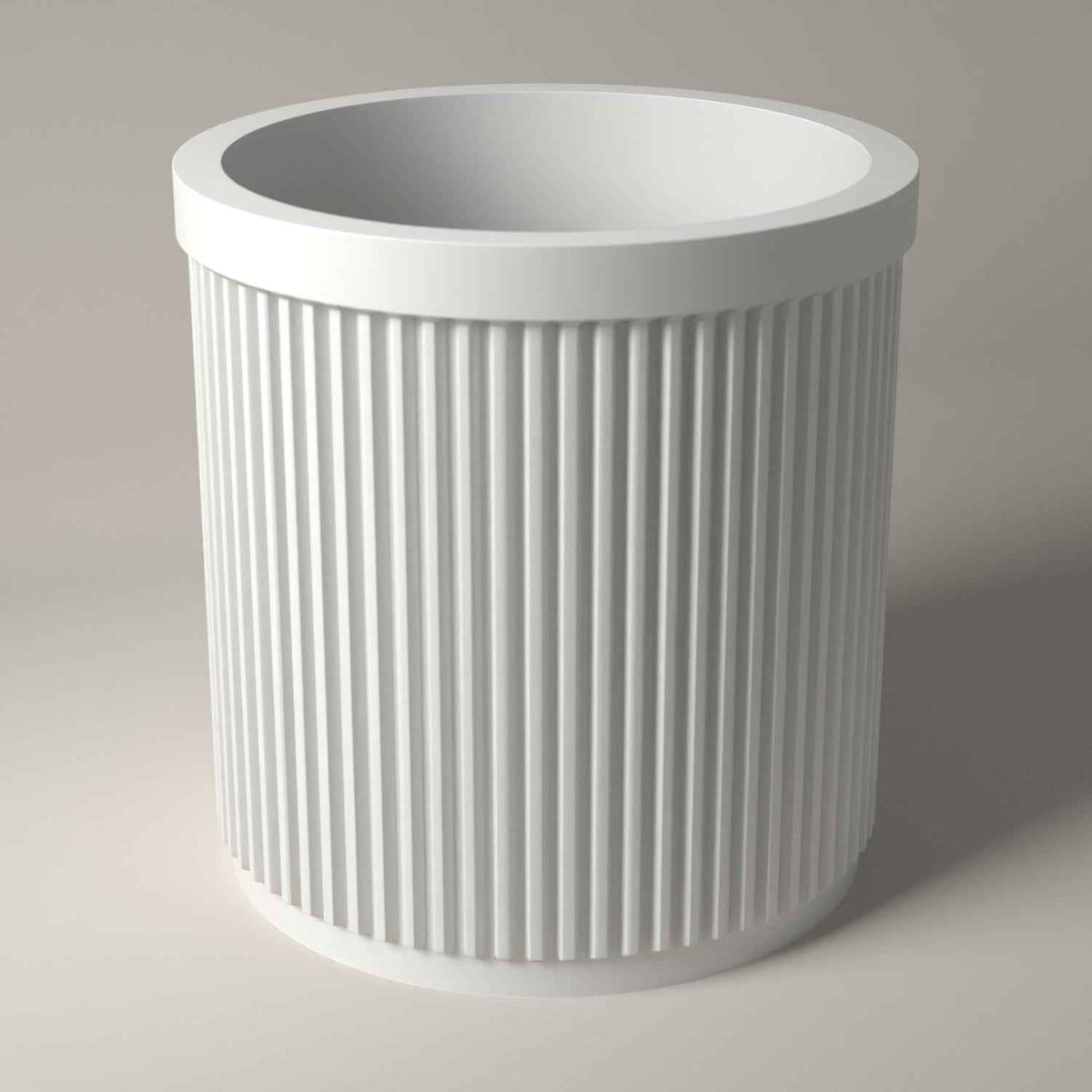 Pencil Pot, Ribbed Desktop Holder for Pens, Pencils and Markers in white
