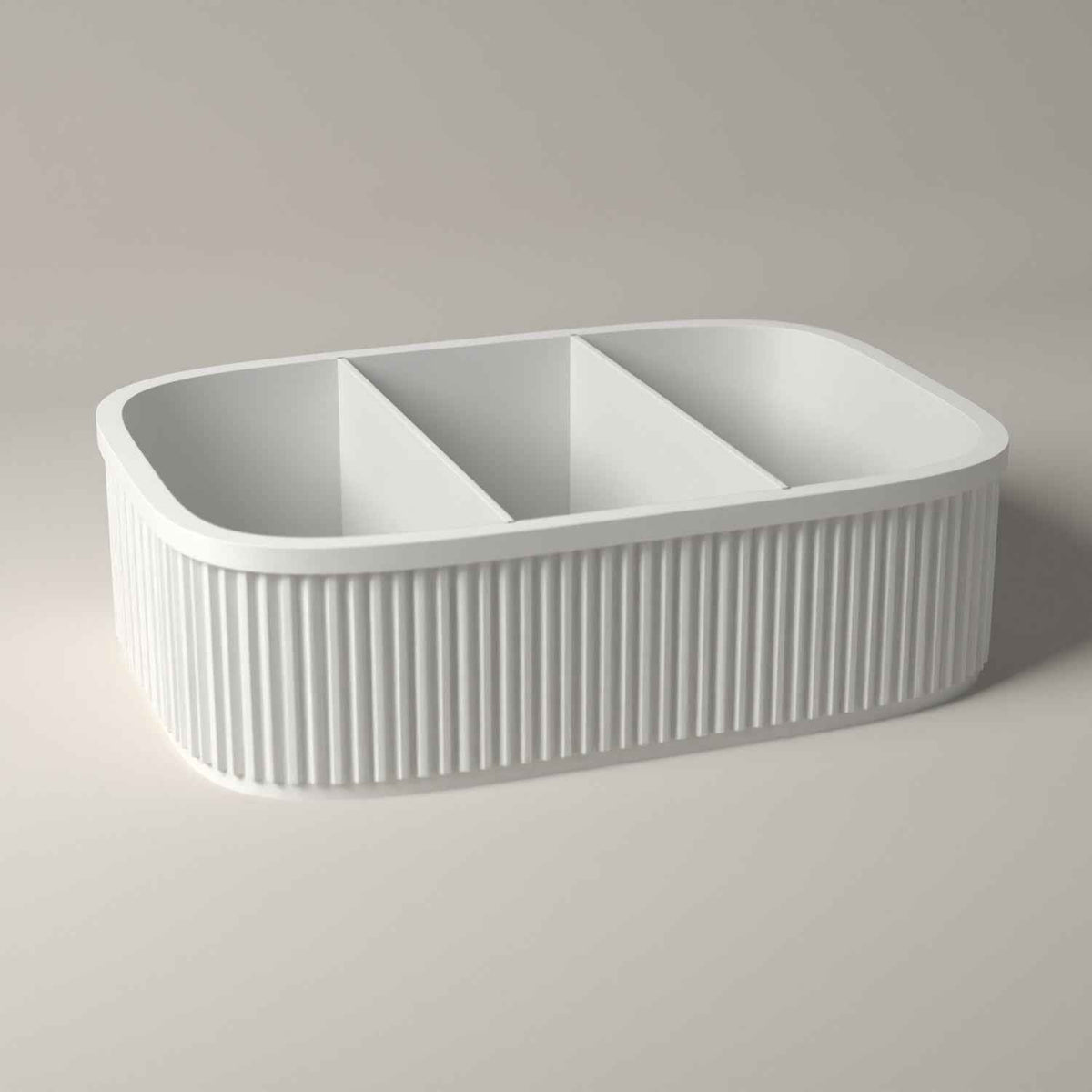 Divided Snack Box, Ribbed Organiser for Individually Wrapped Treats in white