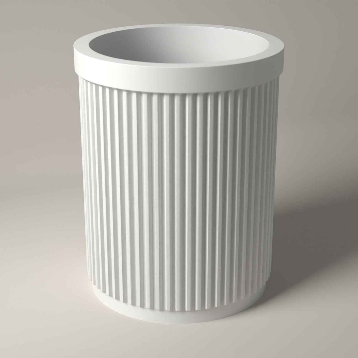 Ribbed Makeup Brush Holder - Upright Storage for Your Dressing Table in white