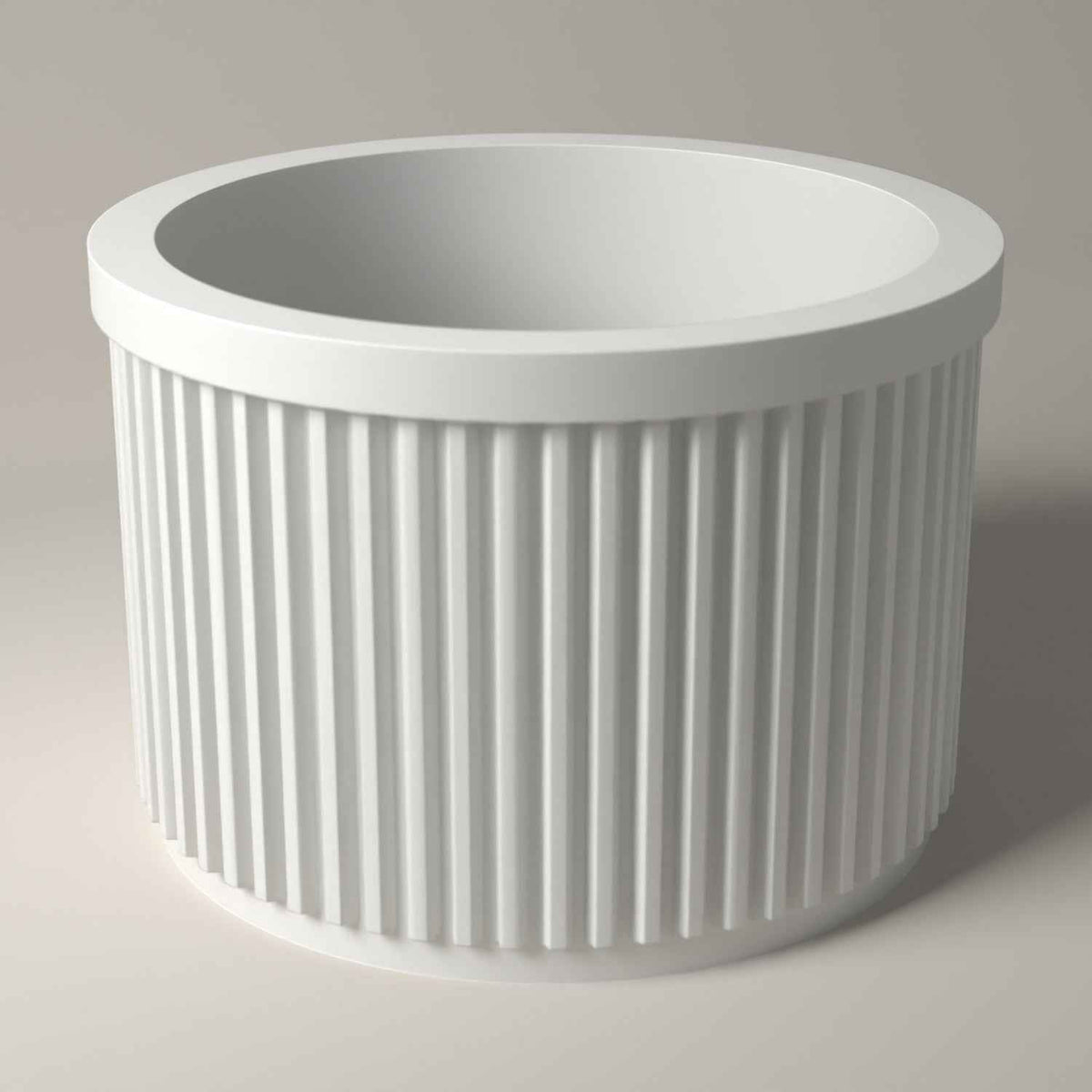 Ribbed Lip Balm Holder Pot for Dressing Table and Desk Storage in white