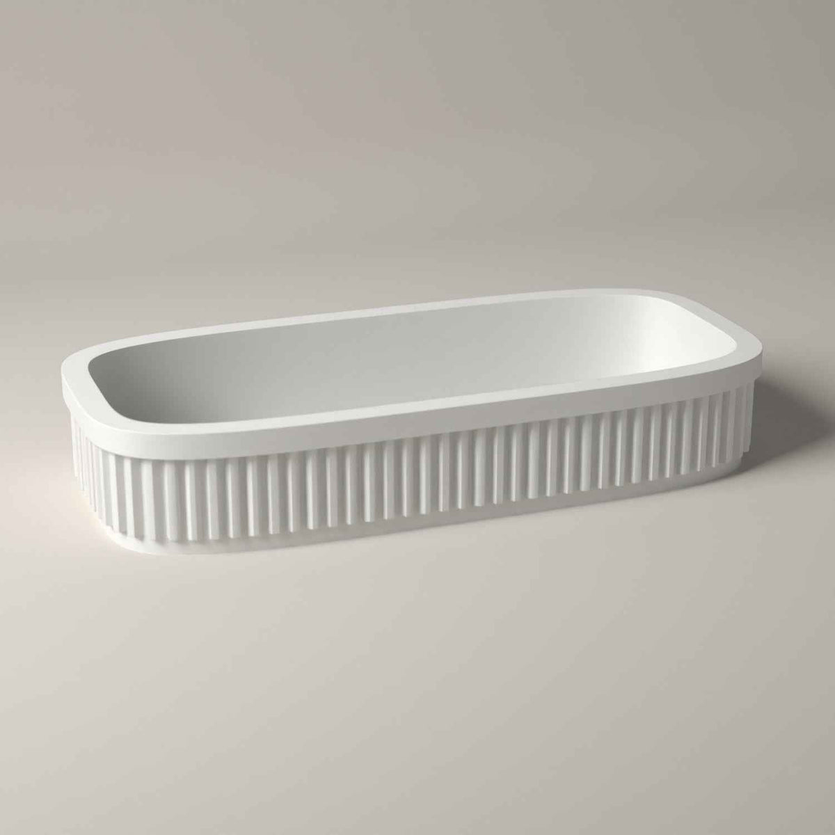 Ribbed Eyeglasses Tray - Shallow Bedside Storage for Reading Glasses in white