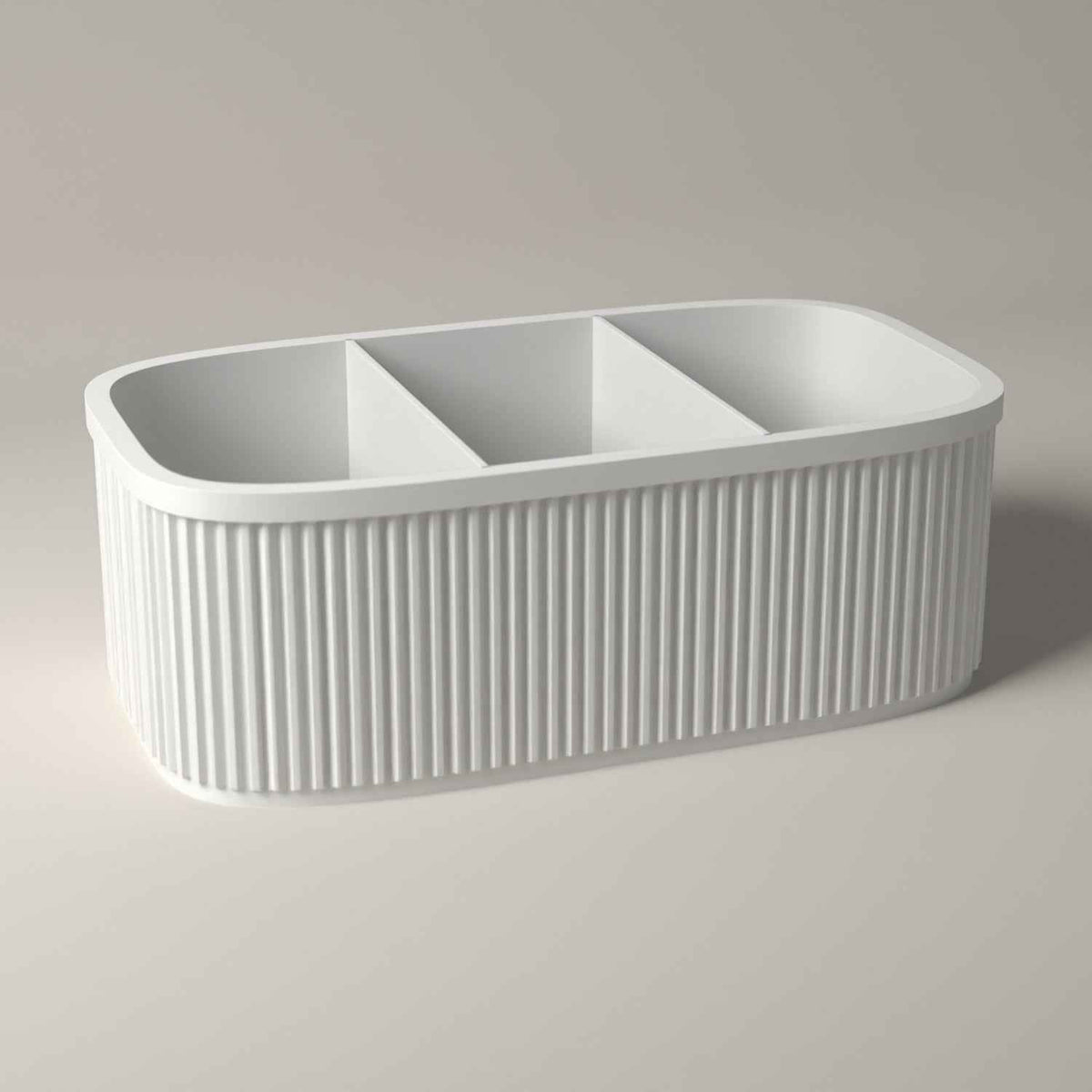 Ribbed Teacher Desk Caddy - Classroom Stationery Storage Organiser in white