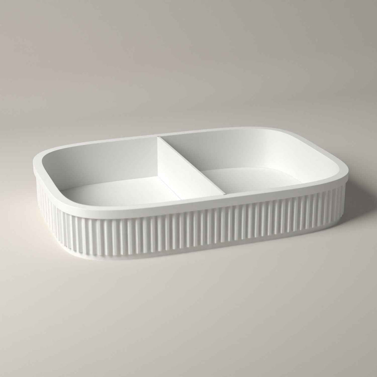 Ribbed Valet Tray for Keys, Wallet and Watch - Bedside Catch All in white