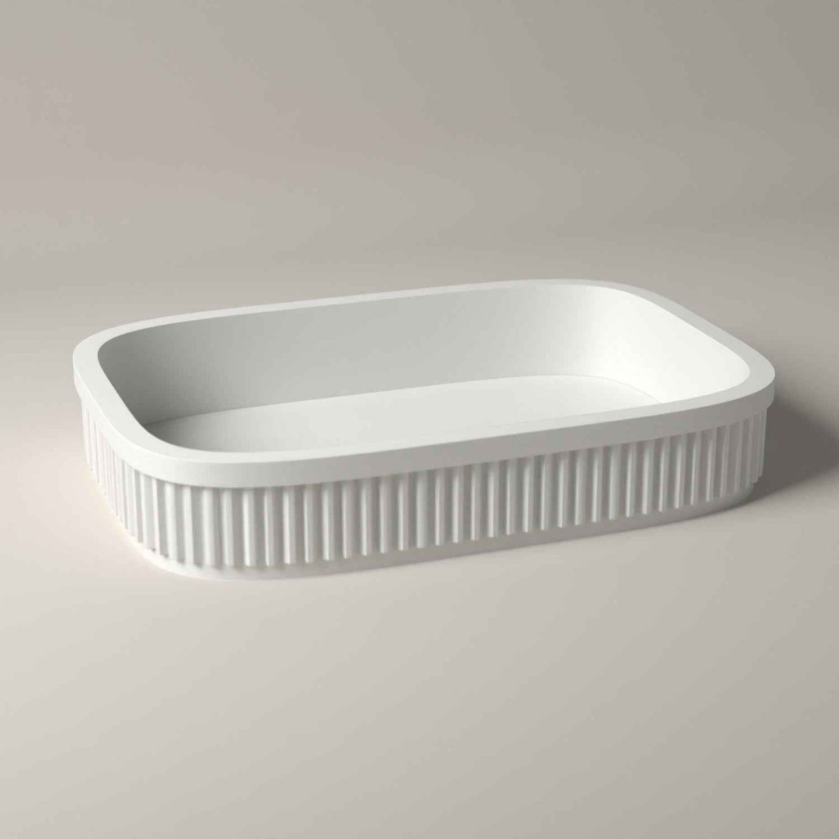 Ribbed Catch-All Tray for Keys, Coins and Jewellery in white