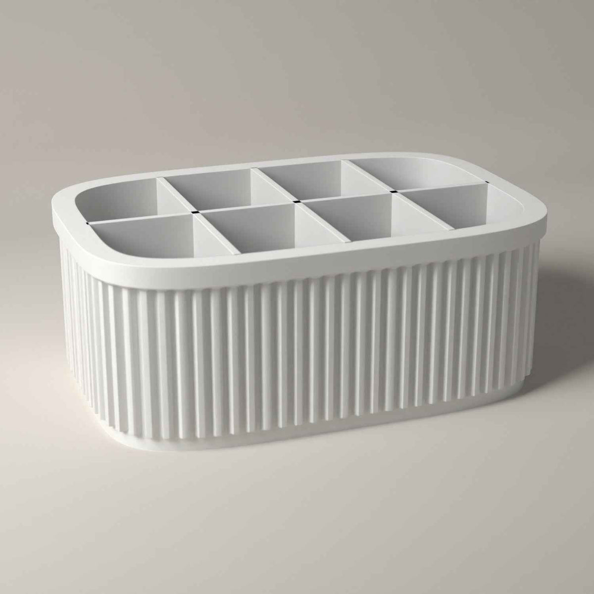 Lipstick Holder, Ribbed Makeup Organiser for a Dressing Table in white