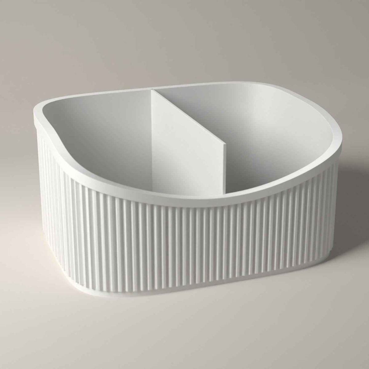 Desk Organiser, Ribbed Multi-Section Storage for Stationery in white