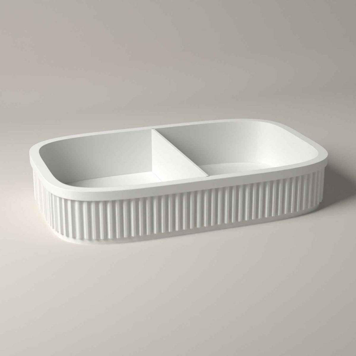 Divided Key Tray, Ribbed Hallway Organiser for Keys, Cards and Coins in white