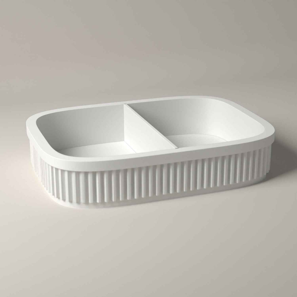 Ribbed Coin and Money Tray - Small Catch All for Keys and Loose Change in white