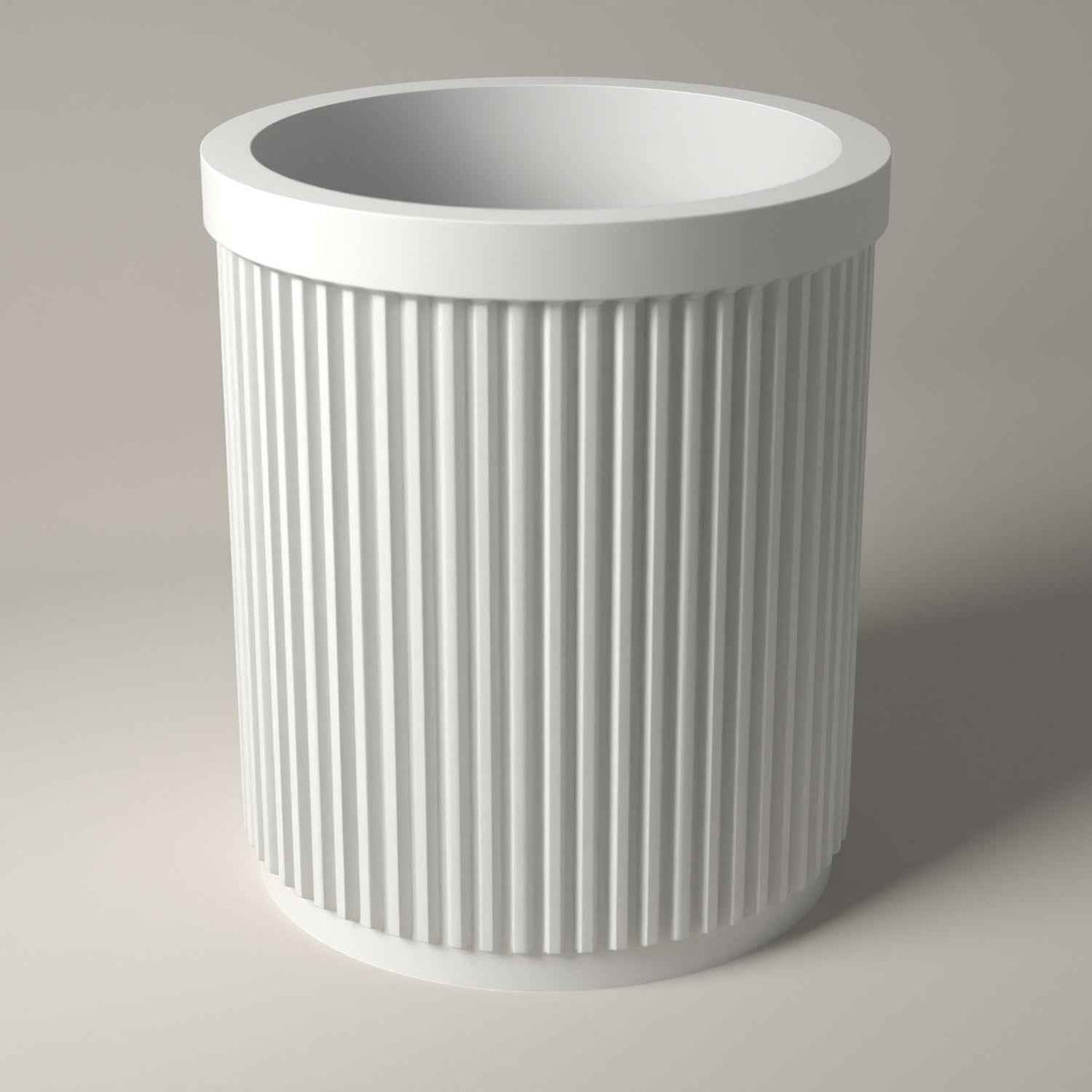 Ribbed Pen Pot for Pens and Pencils - Upright Desk Storage Holder in white