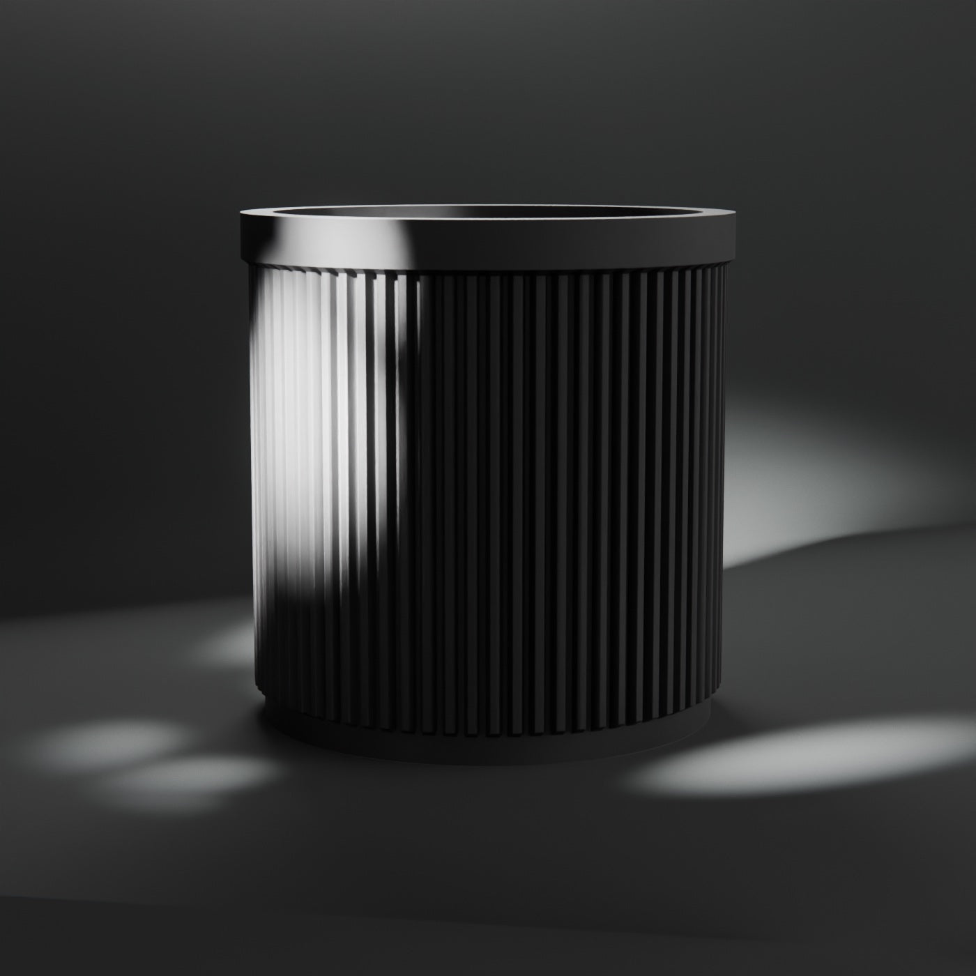 Ribbed pencil pot in black